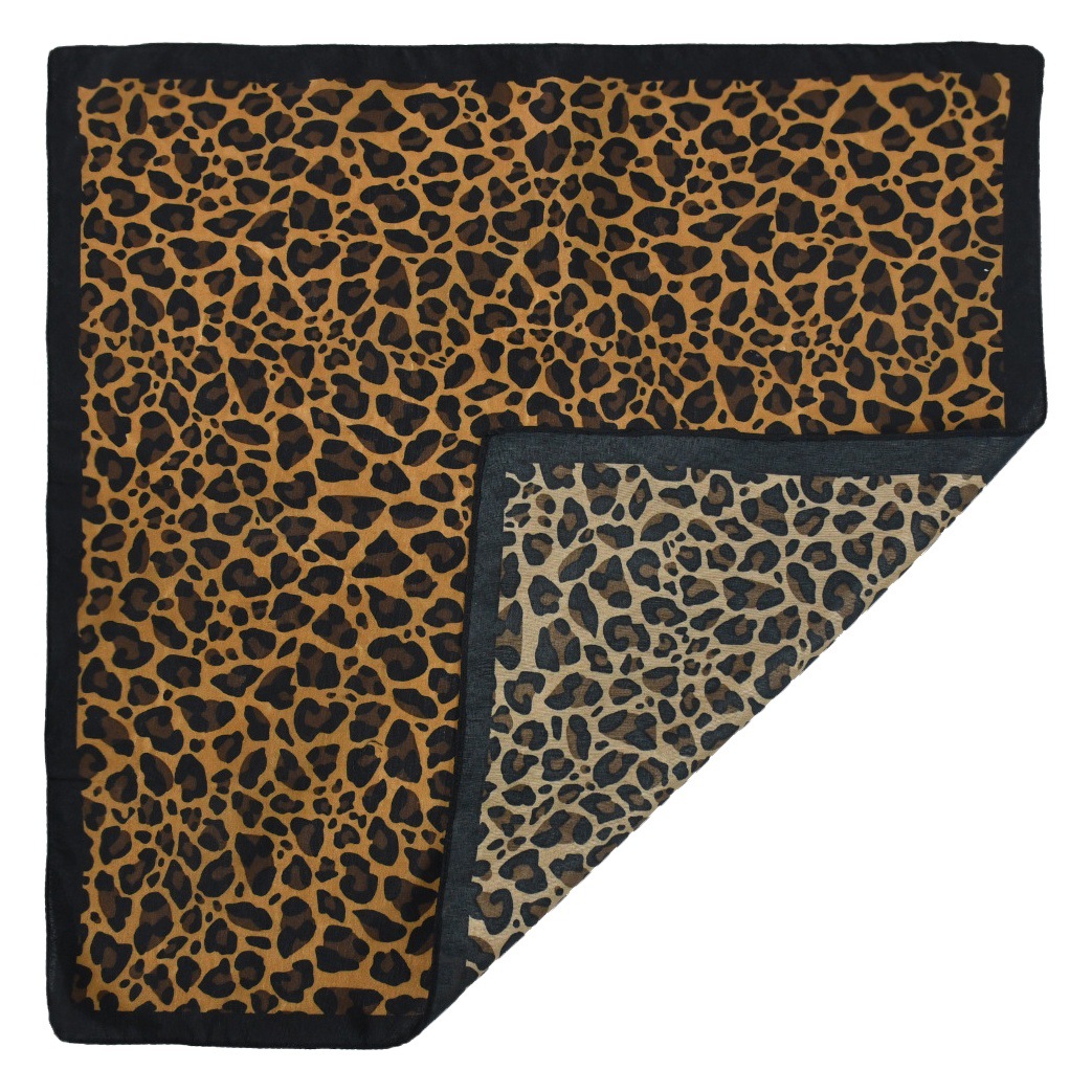 Cross-Border Supply of New Rainbow Leopard Print Square Scarf Polyester Print Bandana European and American Street Dress Wholesale Headscarf