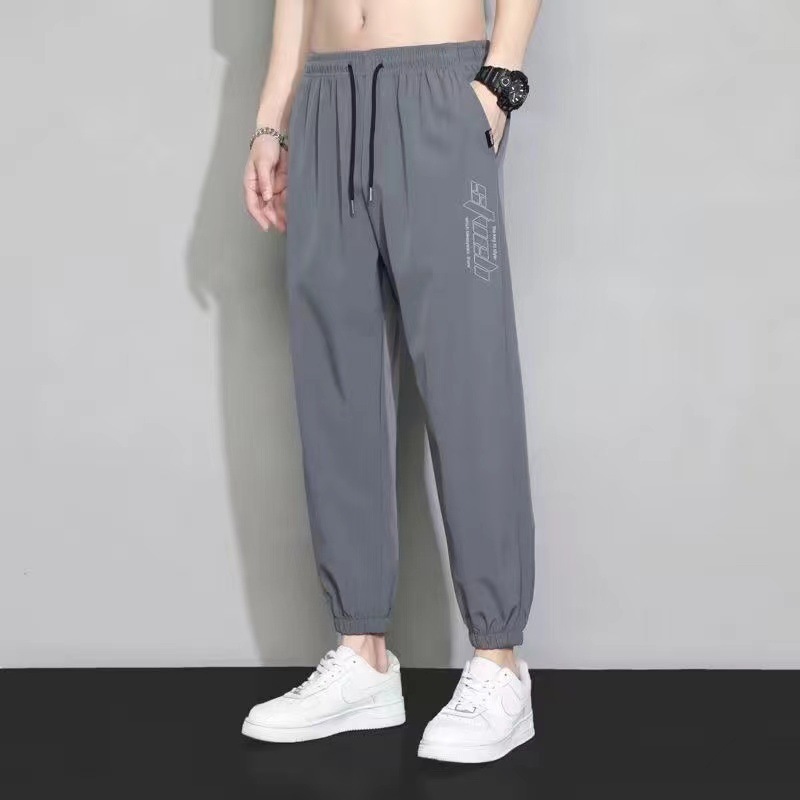 Summer Thin Breathable Ankle-length Casual Ice Silk Pants Men's