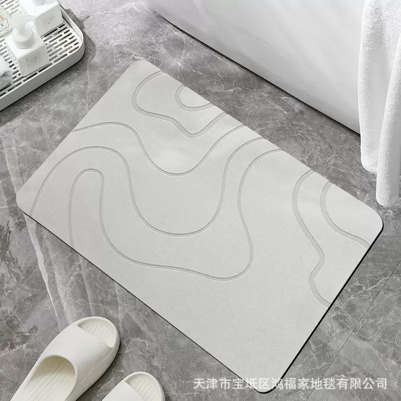 跨境素色条纹软硅藻泥地垫欧美浴室卫生间防滑吸水脚垫地毯厨房垫|undefined