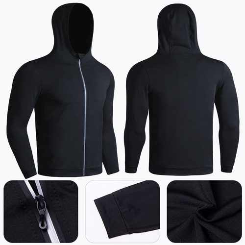 Cape-style padded sport coat for men, suitable for autumn and winter, high elasticity quick-drying fitness clothing, training, sweat-breaking basketball sportswear