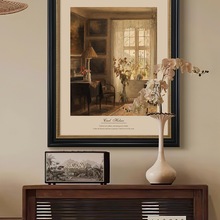 室内阳光》霍尔斯丹麦画家法式复古艺术挂画中古风客厅玄关装饰画