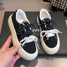 山力达迪帆布鞋2025多巴胺秋季新款韩版学生厚底鞋子百搭休闲校园