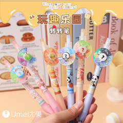 Youmei 3082 Play Park Revolving Neutral Pen Creative Stationery for Elementary Students Black Spring Action Pen Quick Dry Exam Writing Pen