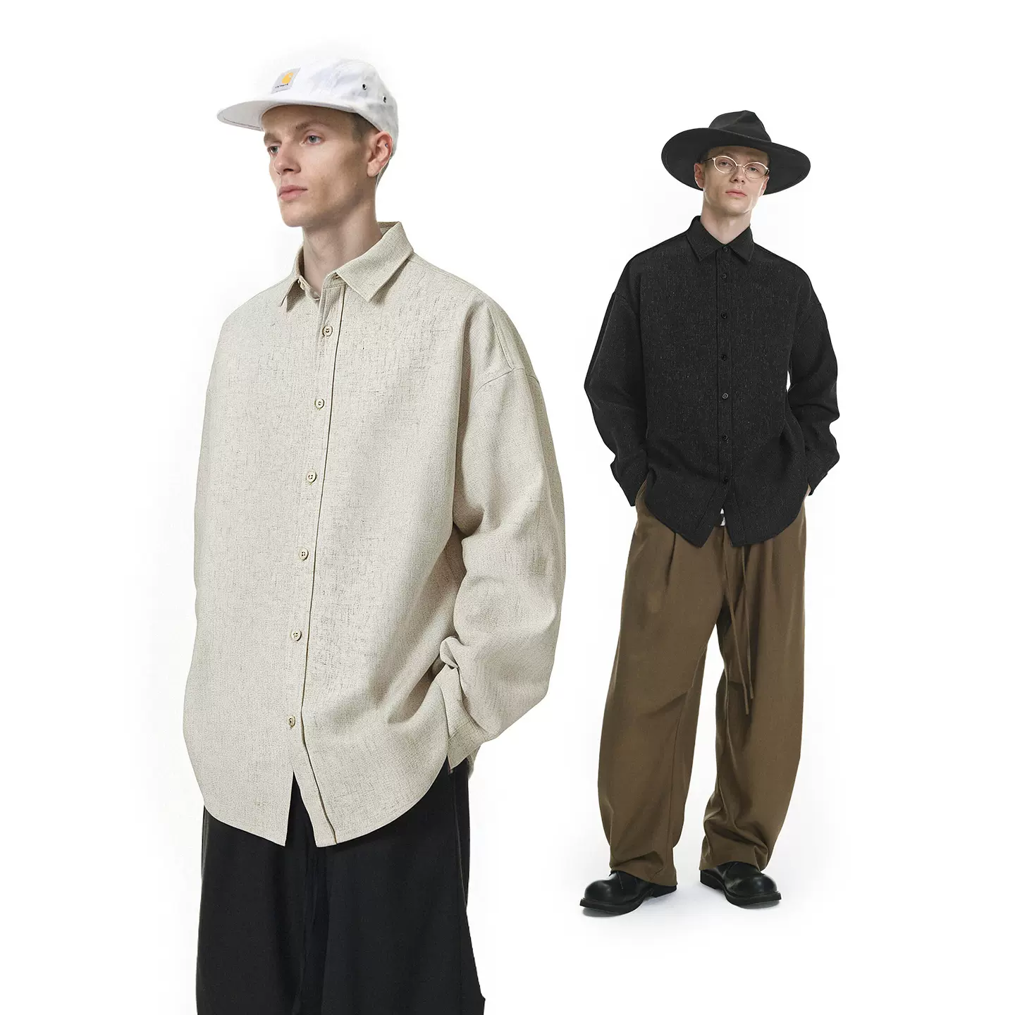 捷展男装|老钱亚麻衬衫25秋季新品潮牌美式舒服宽松落肩长袖开衫