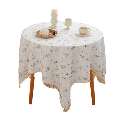 Le Xu Show Pure Cotton Tablecloth Korean Ins Style Pastoral Small Floral Rectangle Dining Tablecloth Tea Table Cover