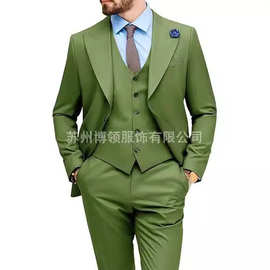 新款男士西装套装 3 件套单扣修身西装正式婚礼伴郎西装舞会套装