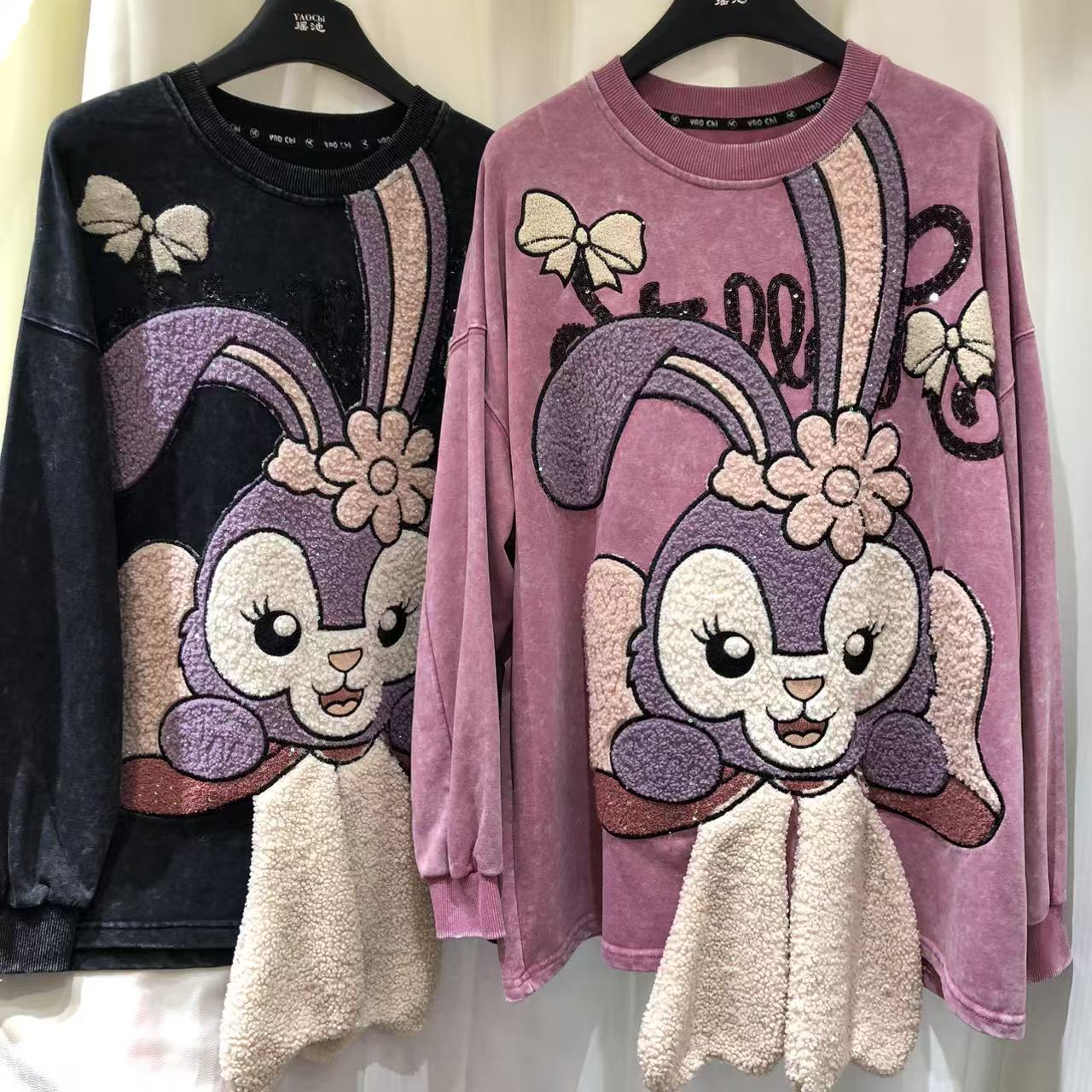 2025 nueva tendencia de tamaño grande para mujeres otoño otoño manga larga se puede usar fuera de la red explosión camiseta de moda pijamas