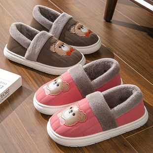 Winter waterproof cotton slippers for women, warm plush and velvet thickened soles, indoor and outdoor home couple bags and cotton slippers for men