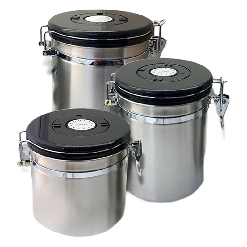 Frasco sellado transpirable de acero inoxidable Frasco de café de acero inoxidable Frutos secos Frasco fresco Válvula de escape Venta al por mayor Amazon