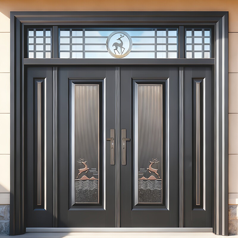 380 Stainless Steel Painted Villa Door for Rural Self-Built Homes, Double-Opening Entrance Door for Home Use, Entry Hall Anti-Theft Door