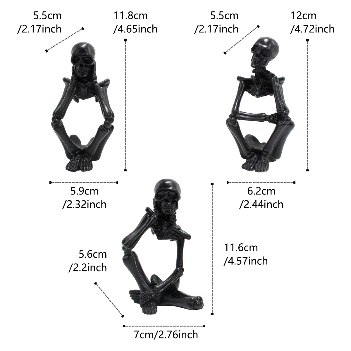  New Black and White Thinking Skull Skeleton Snake Halloween Horror Haunted House Decorative Resin Skull  Batch