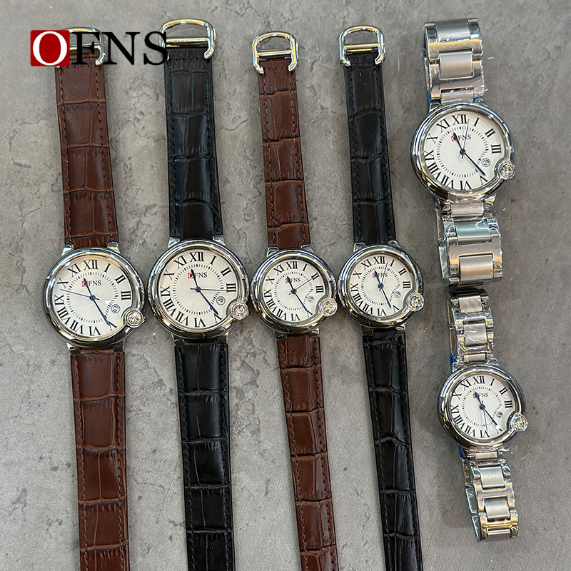 OFNS new Roman scale couple quartz skin with fashion trend personality simple square quartz men's and women's watch