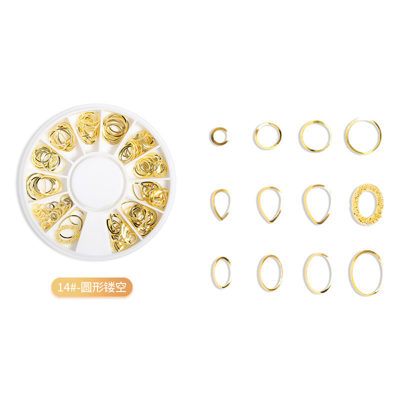 Transfronterizos para el remache de uñas japonés 12 placas de disco hueco de aleación de forma especial de estrella y luna mezclada decoración