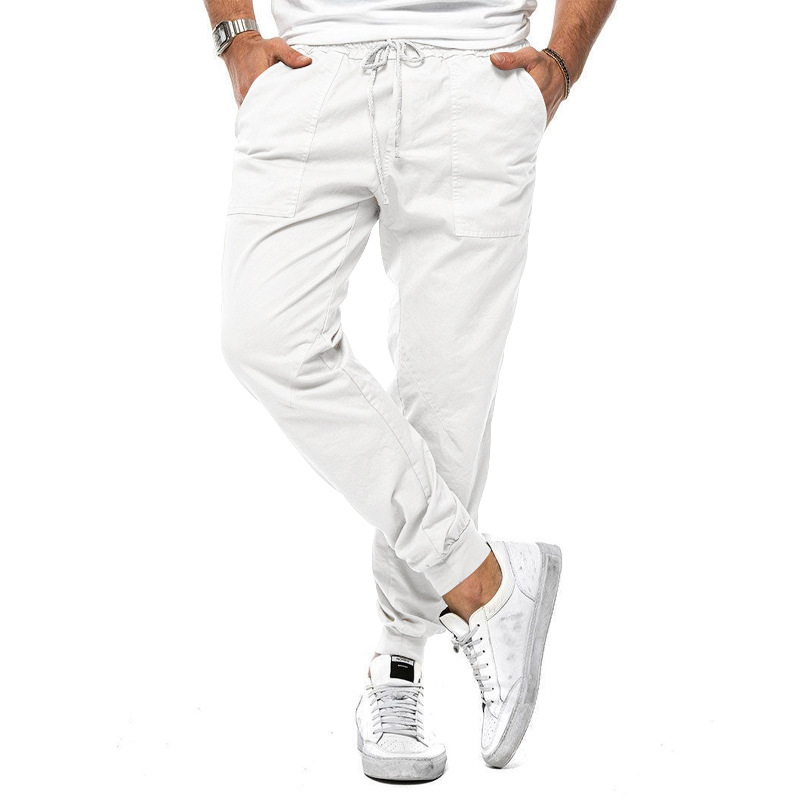 2024 Men's Spring And Summer New Style Classic Drawstring Pants Solid Color Woven Casual Sports Work Trousers Plus Size Men's Clothing_voghion.com
