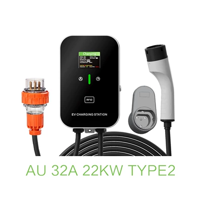 Charging Pile TYPE2 British, French | Elektrikli avtomobil şarj cihazları - 22kw-european-standard-type2-color-screen-instant-charging-version-no-2-charging-pile-5m-5p-australian-standard-plug