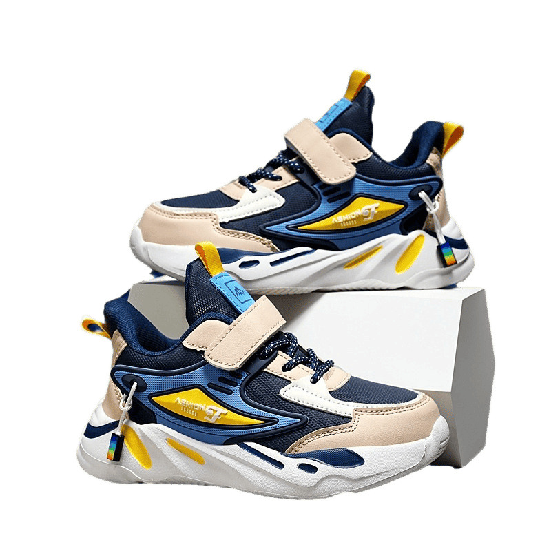 1879 zapatos para niños modelos de otoño e invierno zapatos deportivos de cuero para niños grandes zapatos para correr para niños transpirables de malla de primavera para niños