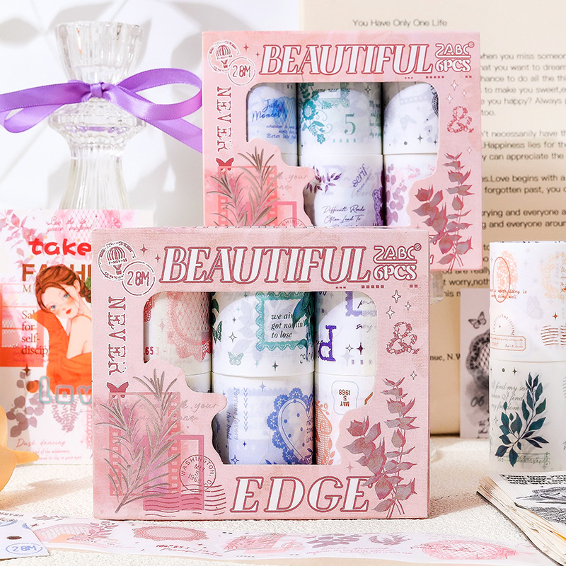 Ritmo de pétalo y cinta de libro de mano de papel juego de caja de sal transfronteriza libro de mano cinta de material de decoración de collage de bricolaje