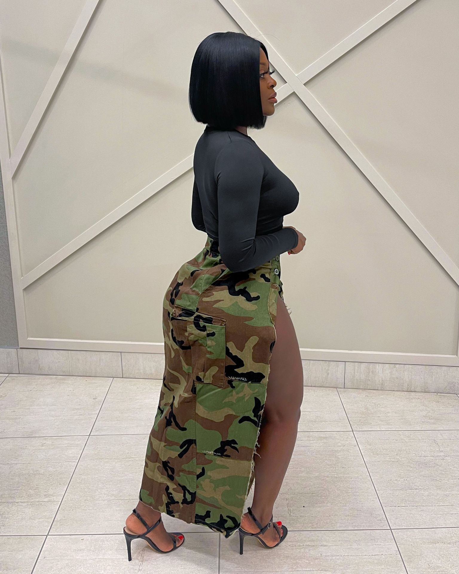 L'été Le Printemps Décontractée Vêtement De Rue Camouflage Spandex Polyester Maxi Longue Robe Jupes display picture 29