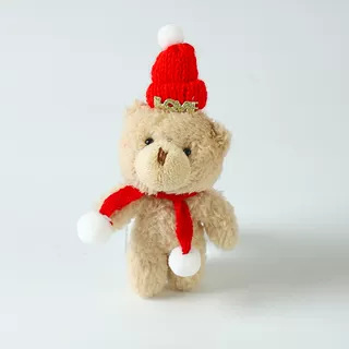 Navidad adorable peluche osos marrones horneado pastel decoración adornos con sombrero bufandas osos vestido de Nochebuena