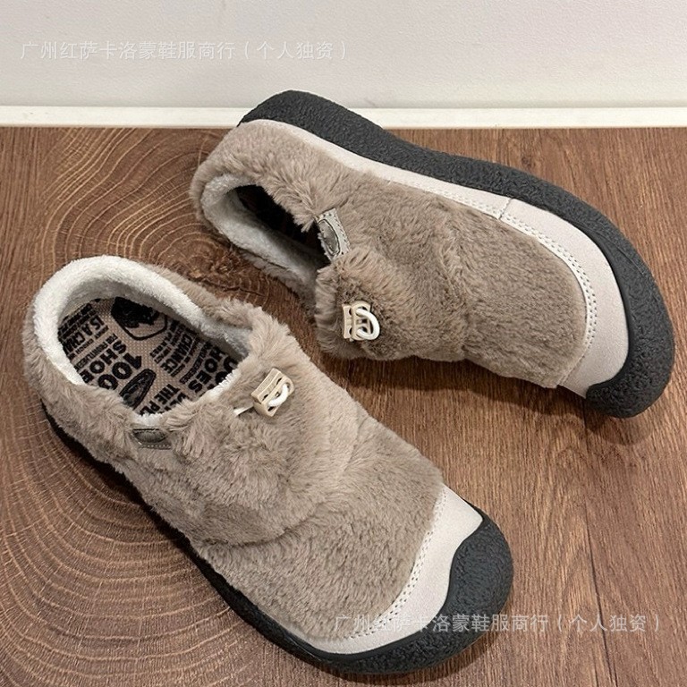 Zapatos Pitian transfronterizos de otoño y invierno SLIDE Cohn cordero zapatos de mujer calentados zapatos de lana al aire libre