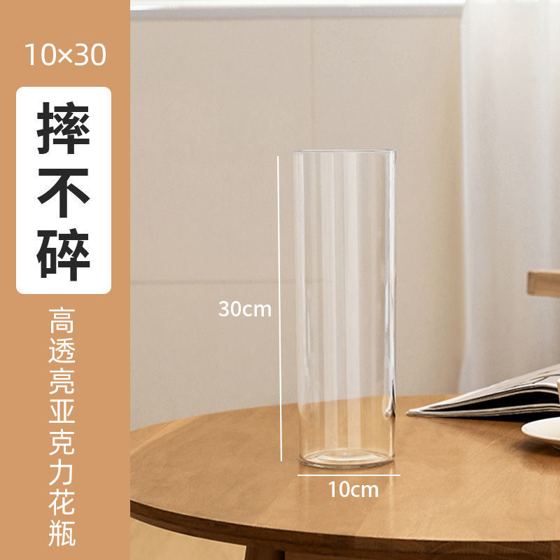 Vaso acrílico de alta transparencia a prueba de caídas abundante bambú de meseta hidropónico flores interiores decoración de mesa despierta barril de flores