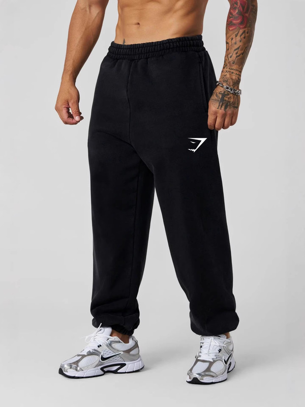 Gymshark Men's Sports Pants Muscle Fitness Jogging Long Pants Cotton Jogger Mid-Waist Casual Pants Straight Leg
