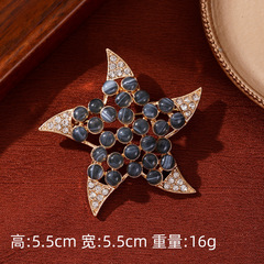 跨境新款复古星星胸针文艺 vintage中古西洋宫廷风五角星别针胸花