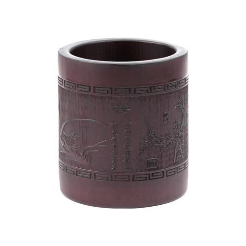 Chinese Style Bamboo Bamboo Carved Pen Holder Creative Antique Retro Gift Student Brush Pen Holder Bamboo Carved Pen Holder