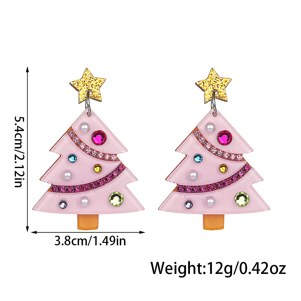 Women's Gender 1 Pair Cute Simple Style Christmas Tree Inlay Arylic Rhinestones Drop Earrings