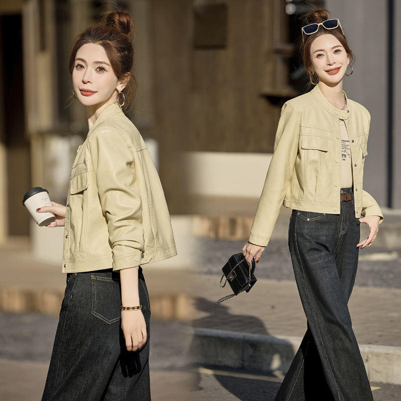 Short Leather Jackets Are in Stock in Large Quantities 2025 Spring Women's New Fashionable Leather Jackets for Women Hz0604