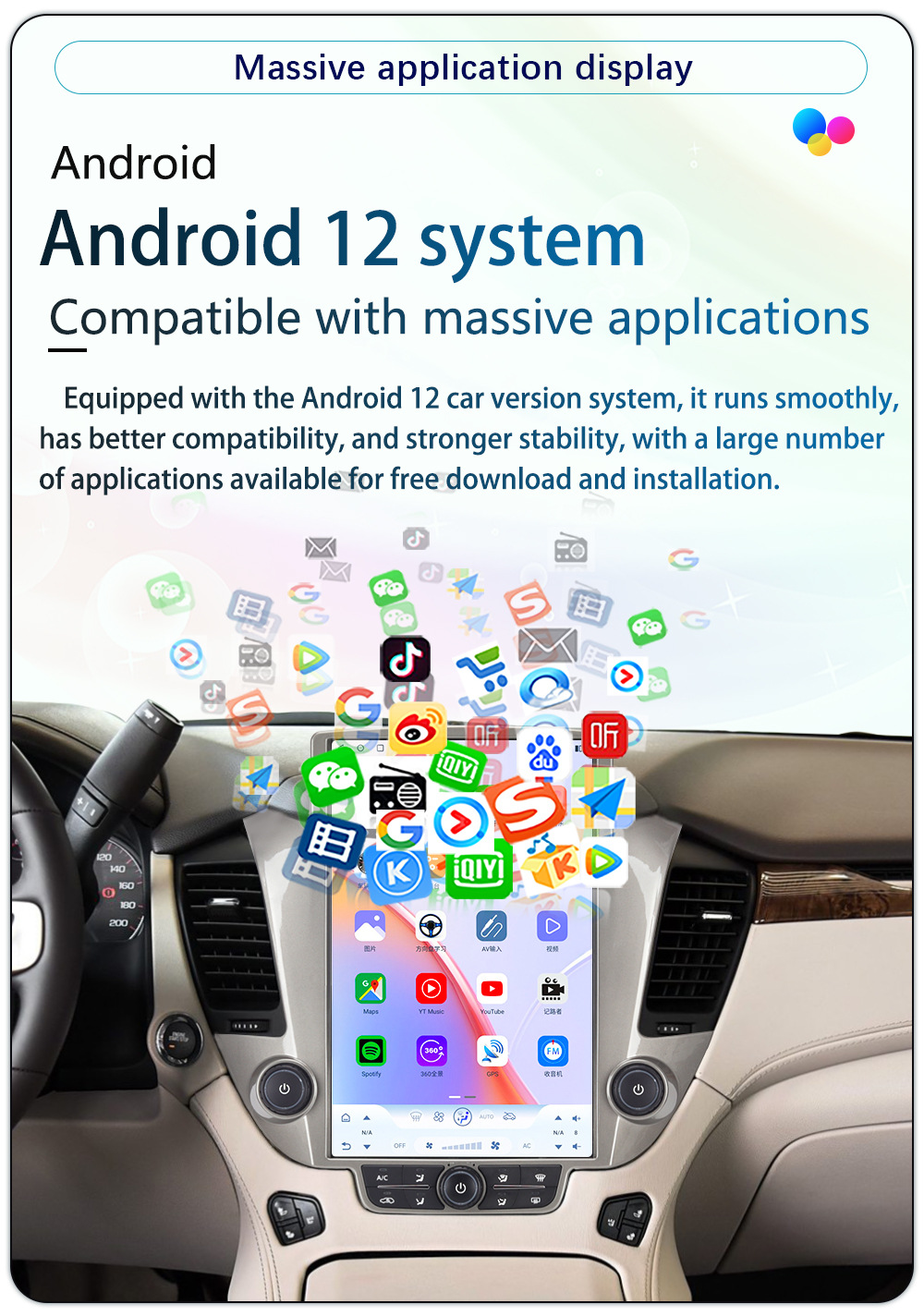 Suitable for 14.5inch Chevrolet Tahoe/Suburban Android Large Vertical Screen Carplay Car Navigation