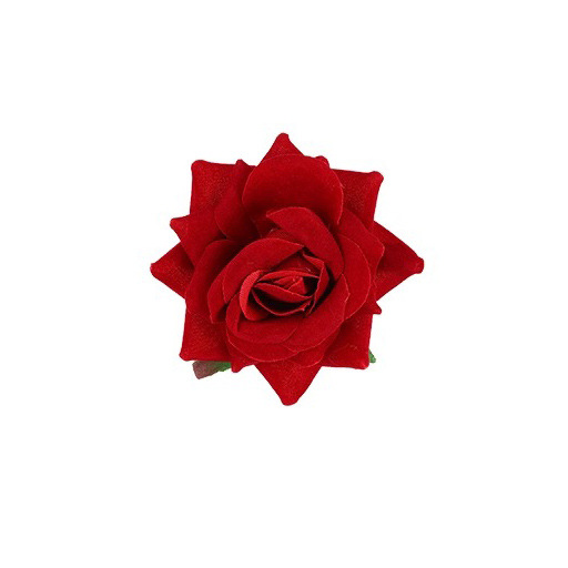 Retro Rosa Roja horquilla hembra grande flor roja flequillos laterales clip de pico de pato horquilla falsa flor tocado accesorios de la foto