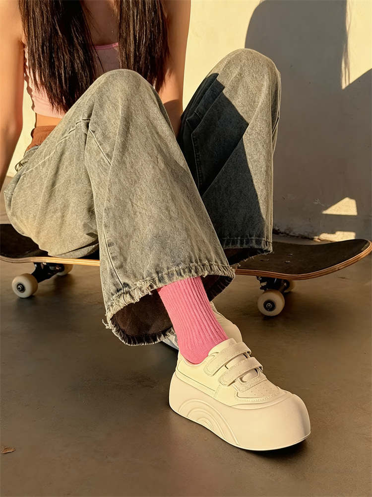 Scarpe platform stile pane donna velcro cloud bianco_voghion.com