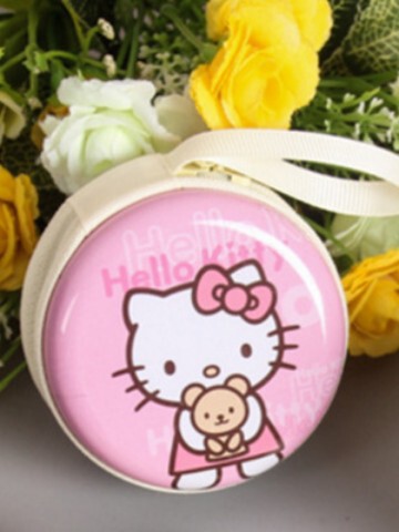 Creative cartoon cute cat change bag coin bag ins sweet cool kt cat earphone storage bag hand in hand