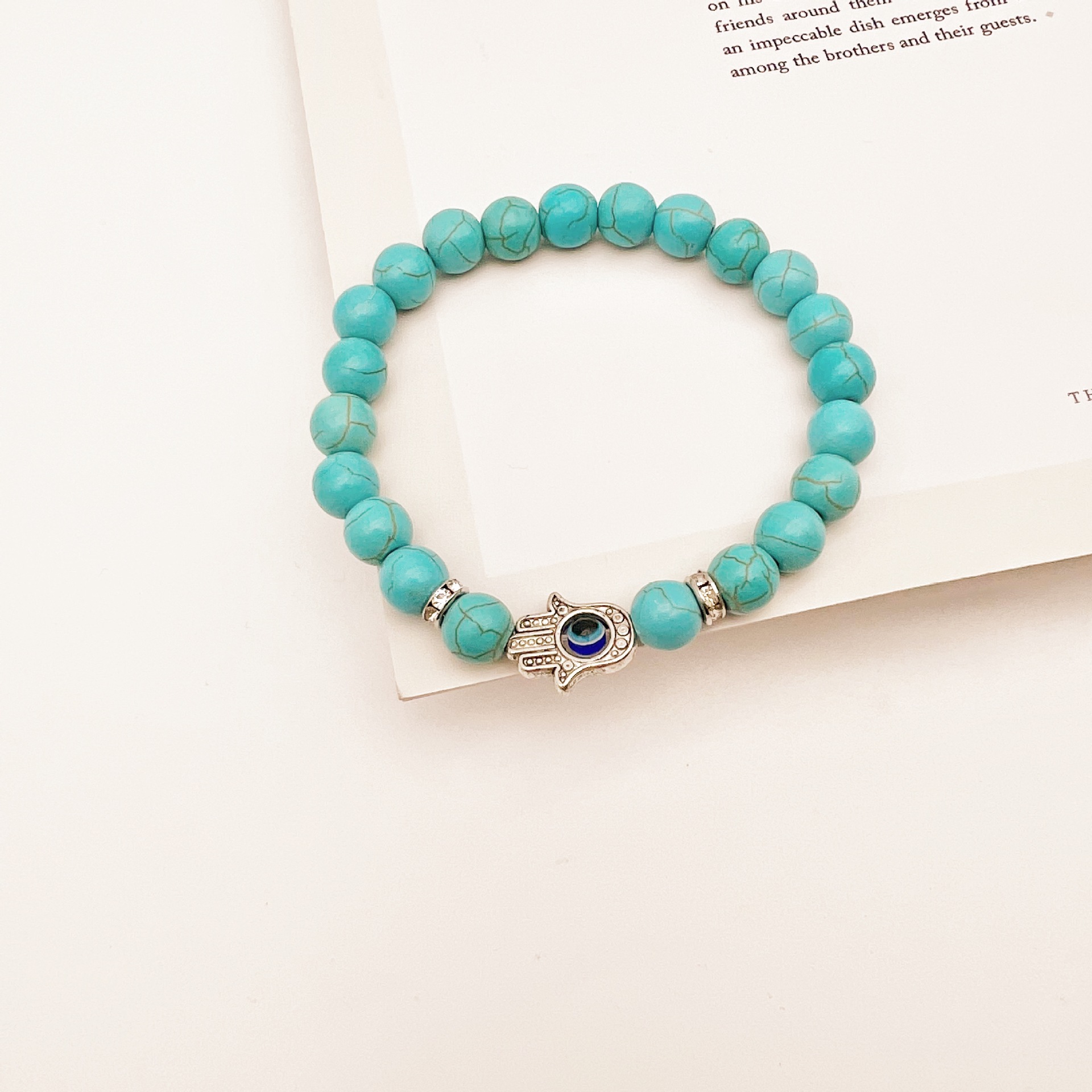 Retro Devilu0027S Eye Palm natural stone turquoise Volcanic rock Bracelets 1 Piece