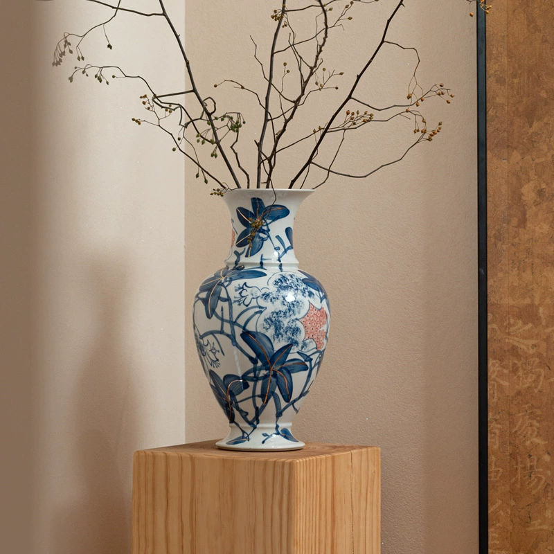 Craftsman Thirteen «Цветы цветут и процветают» Новая керамическая ваза в китайском стиле для гостиной в стиле ретро, ​​сине-белый фарфор, украшение для входа