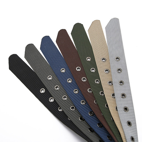 Cross-border hot selling men's simple black versatile imitation nylon belt canvas belt fashionable casual practical trouser bag