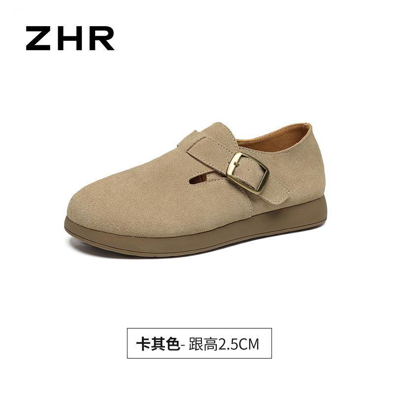 ZHR复古真皮勃肯鞋女2025秋季超软舒适勃肯拖鞋厚底全包休闲鞋女|undefined
