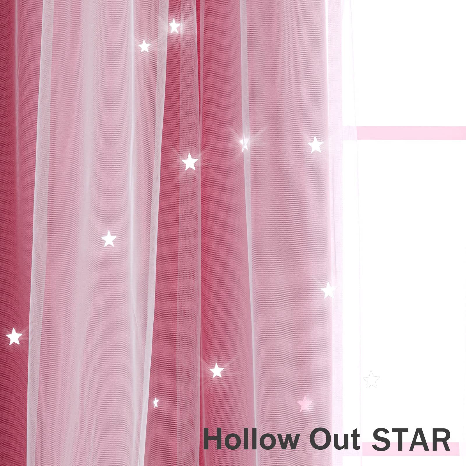 double layer curtains hollow star blackout rod punching short curtains_voghion.com
