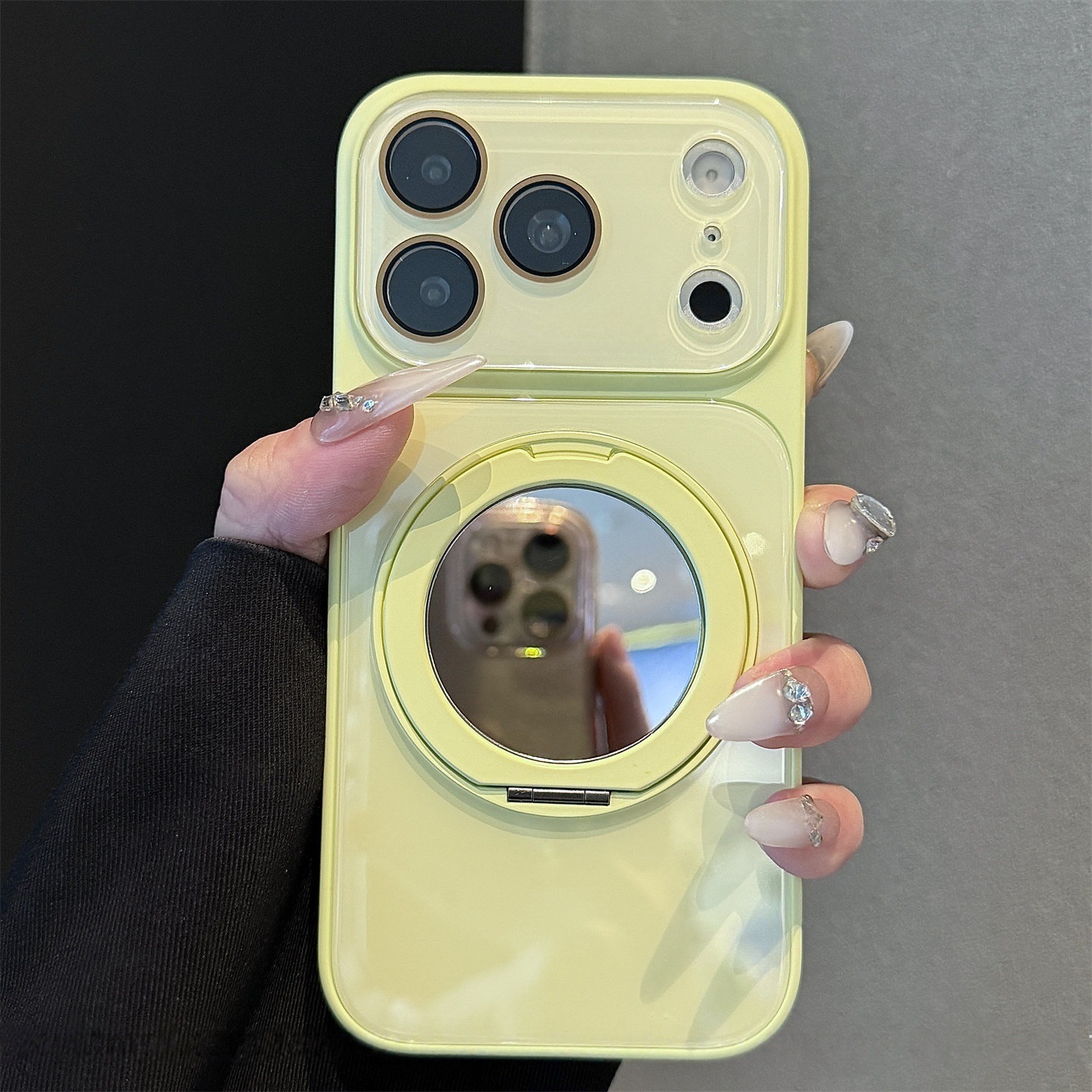 Funda Magnética de Vidrio para iPhone 17 Pro Max con Soporte Giratorio de Espejo, Antigolpes