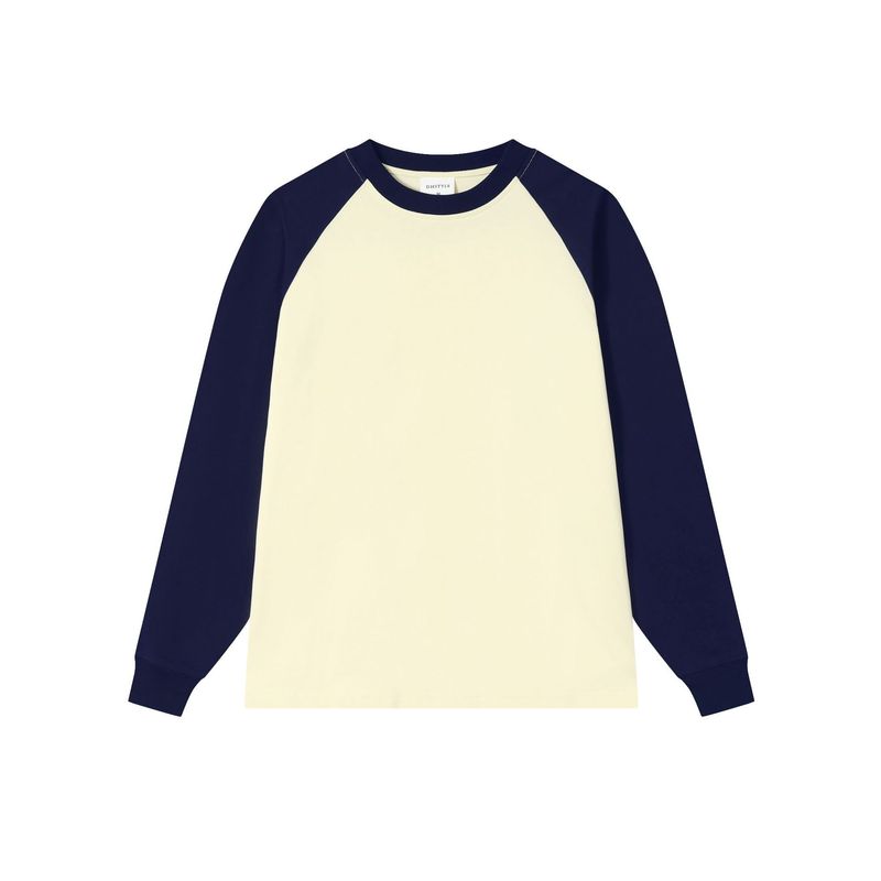 250g双糸純綿ラグランカラーブロックラウンドネック長袖Tシャツ、ロゴカスタマイズ、グループユニフォーム、プリントカスタマイズ、文化シャツ|undefined