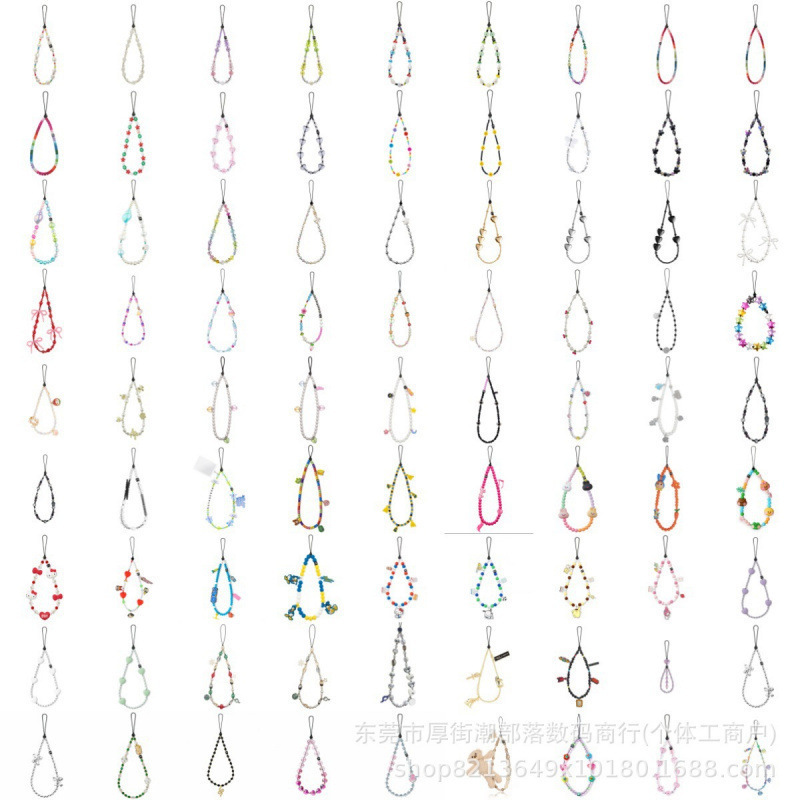 High-End C Brand Phone Chain Handmade Pearl Beaded Phone Case Lanyard Bag Accessory Wrist Strap Ins Style