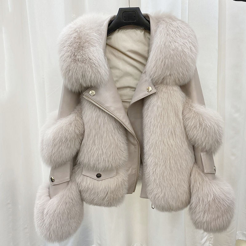 Winter new women's faux fox fur quilted casual western style fur coat loose high quality faux fur coat