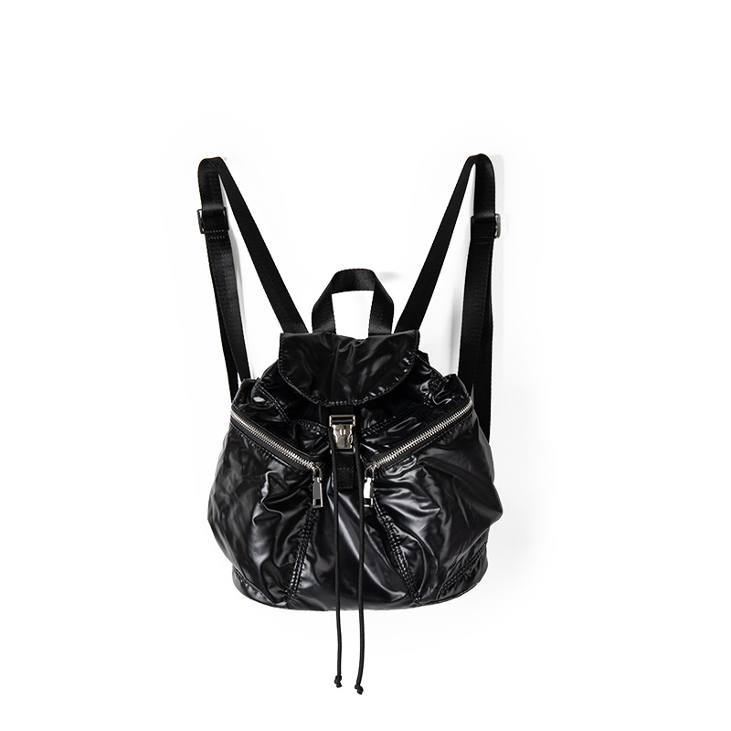 Flip buckle multi pocket women's travel large capacity fashionable drawstring student backpack women summer Korean style_voghion.com