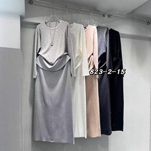 y823-2-15秋冬新款纯色设计感烫钻套头毛衣半身裙气质宽松两件套