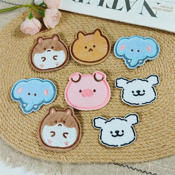 Cartoon Cute Plush Animal Fabric Patches Accessories DIY Handmade Hair Accessories Bangs Magic Tape Bangs Stickers Materials