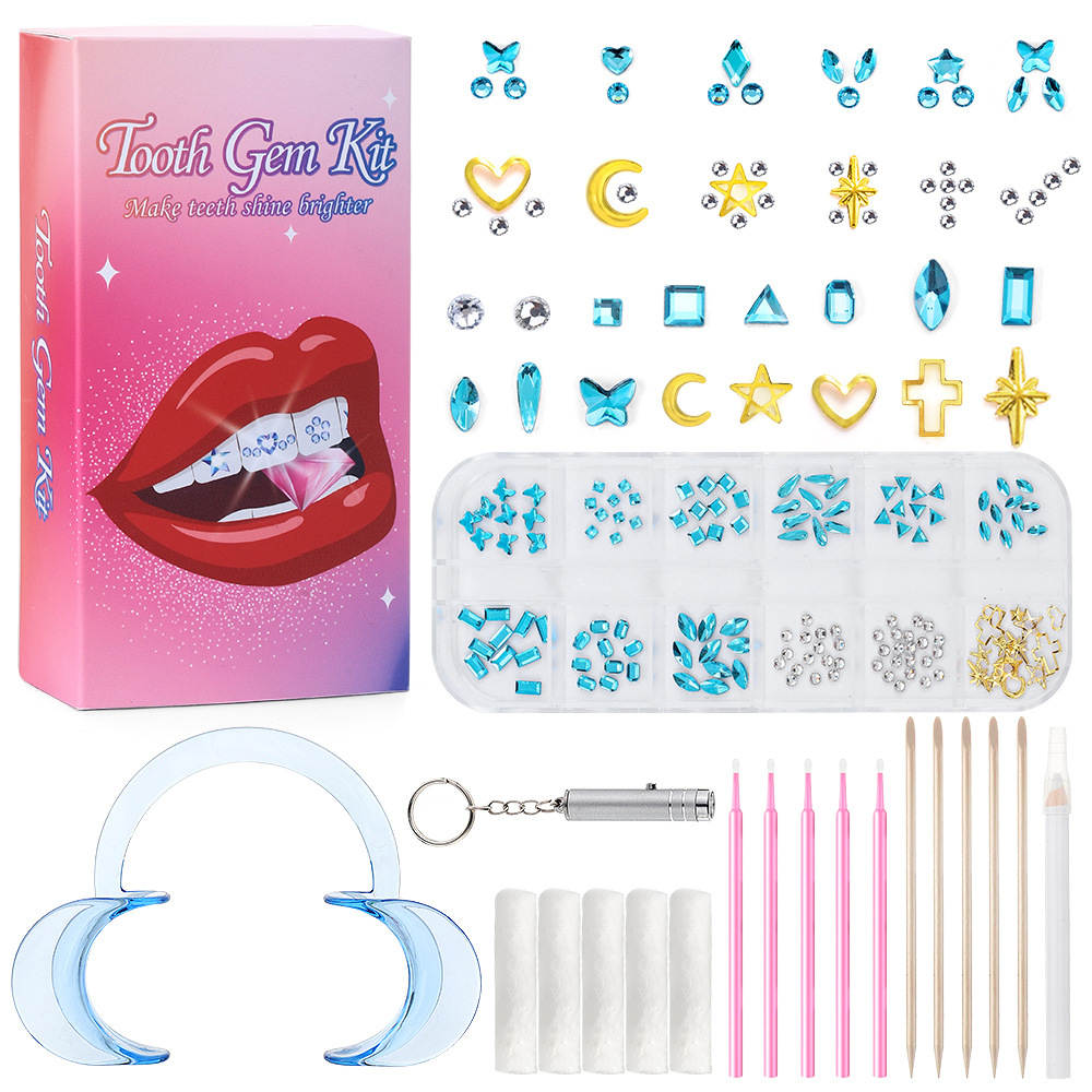 레이크 블루 12 그리드 치과 드릴 세트 [컬러 박스 업그레이드는 접착제를 포함하지 않습니다]]