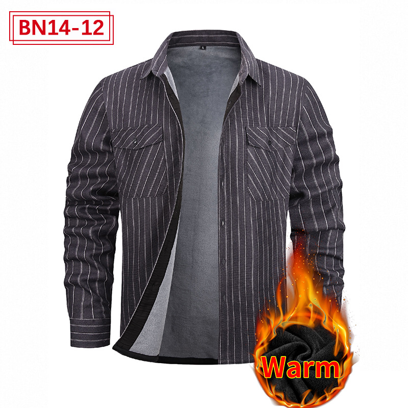 Comercio exterior transfronterizo europeo y americano más terciopelo casual engrosado camisa térmica hombres Otoño e Invierno manga larga más tamaño Otoño e Invierno camisa