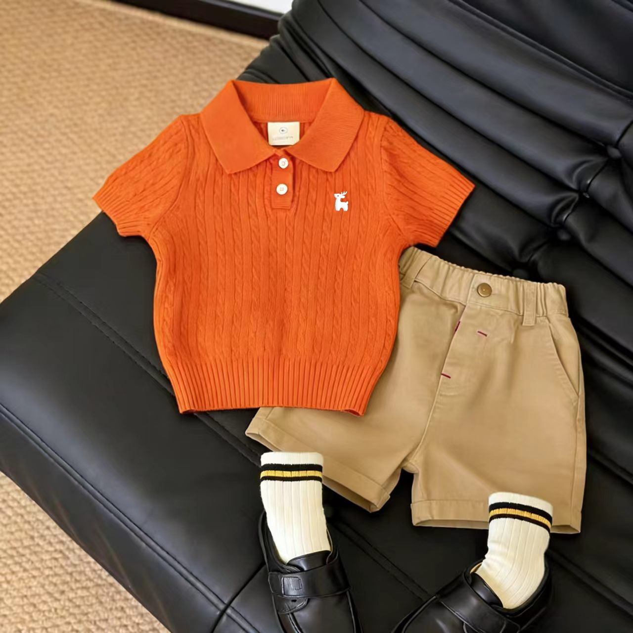 Koreanisches Dopamin Polo Shirt Mit College Pullover Set Für Kinder_voghion.com