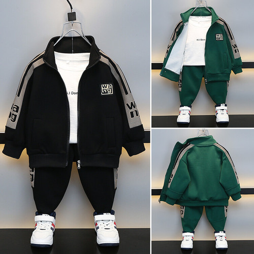 Boys Cardigan Ribbon Set  Spring and Autumn New Style Children's Handsome and Trendy Two-Piece Set Sports Set for Small and Medium-sized Children